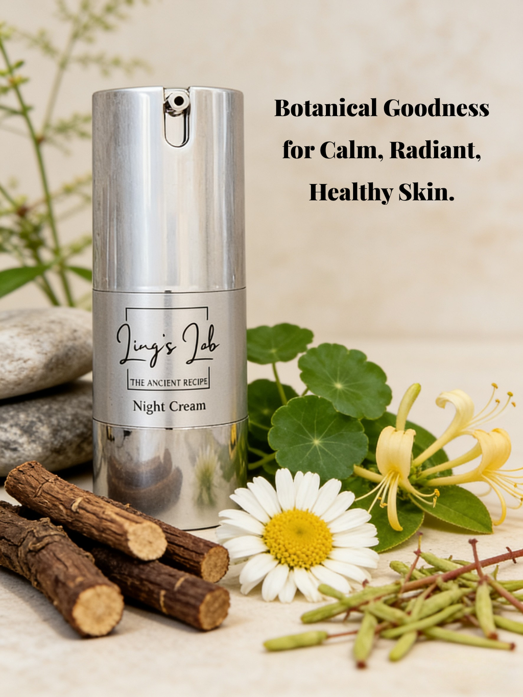 Hydrating night cream with ceramides and botanical extracts for skin repair and radiant glow